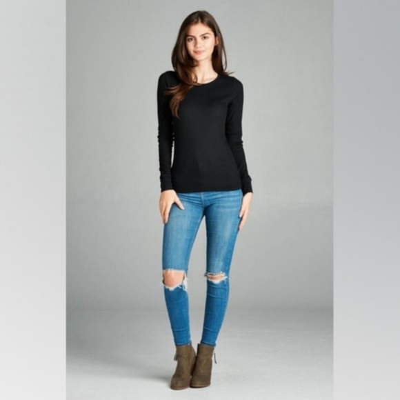 Basic Royal Blue Crew Neck Thermal - Picture 3 of 3